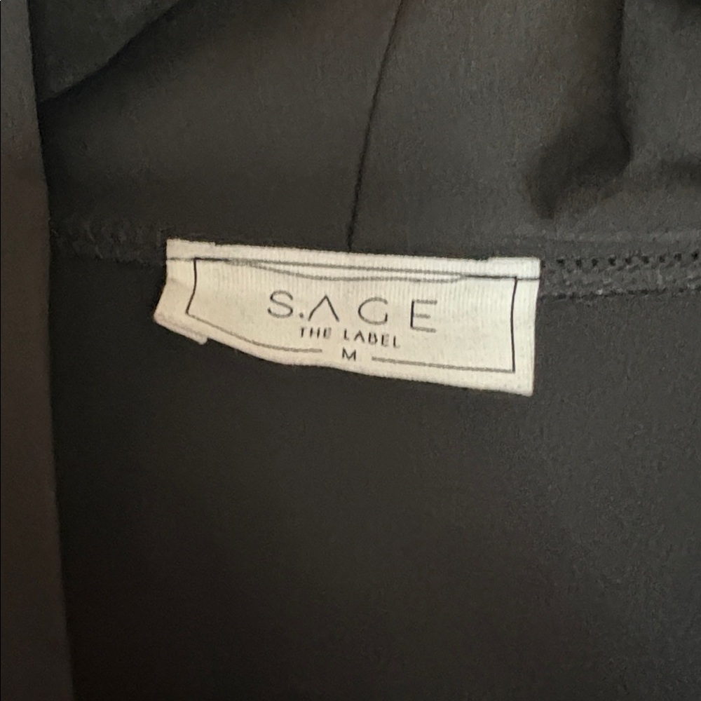 Sage The Label Duster/Robe Black Open Front, shirt tail bottom, front pockets,M - Picture 6 of 9